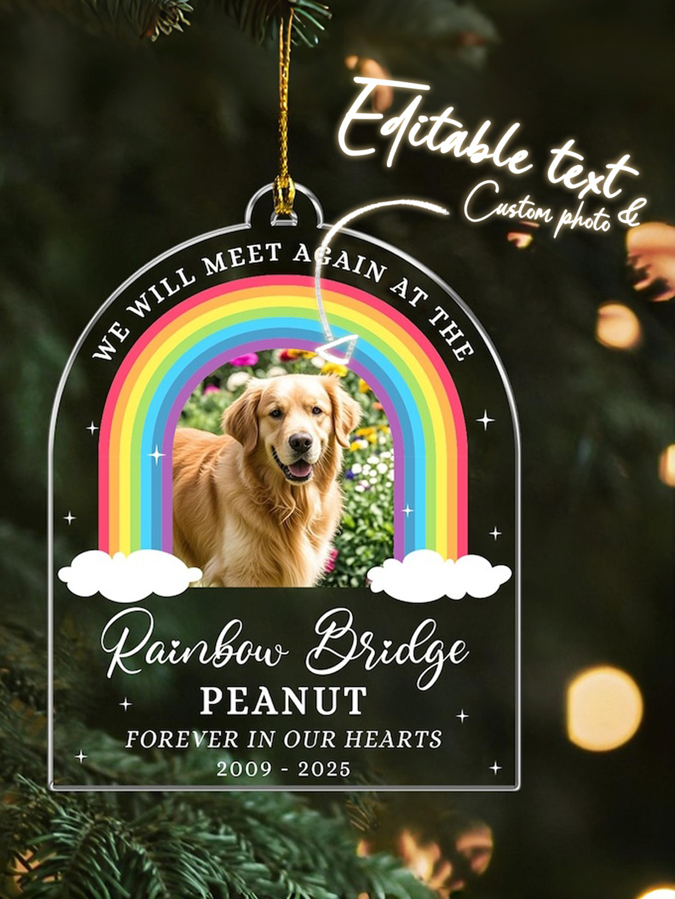 Custom Acrylic Rainbow Bridge Pet Memorial Ornament